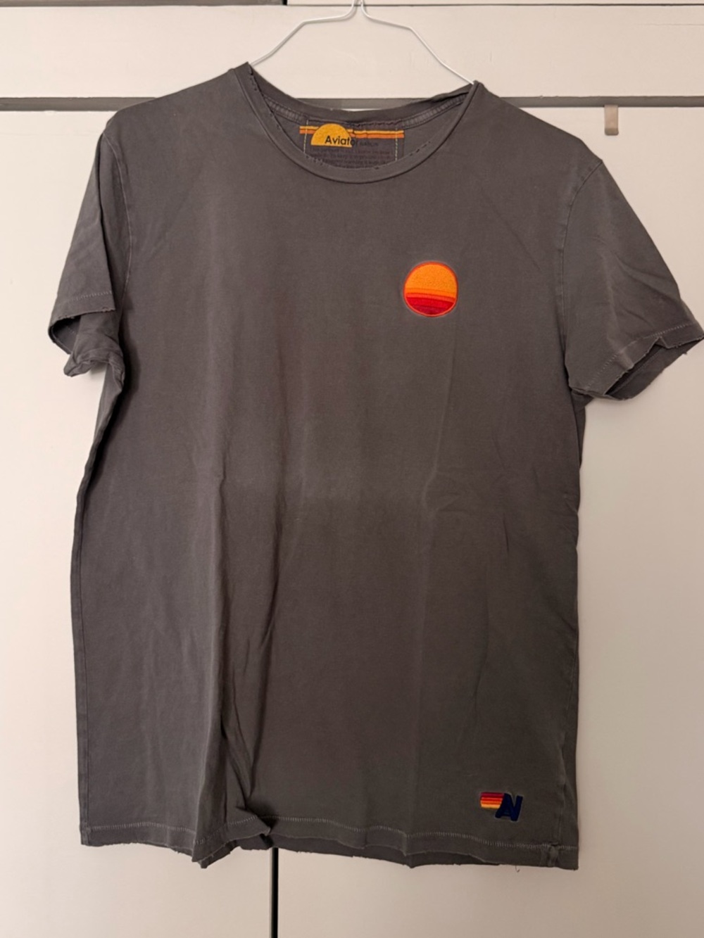 Aviator Nation Gray Short-Sleeve Tee with Sunset Patch - Men’s Size L